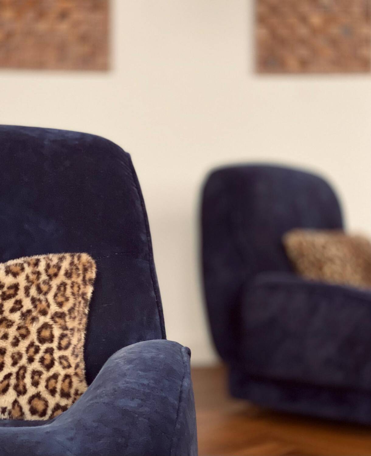 Pair of vintage 70s velvet armchairs