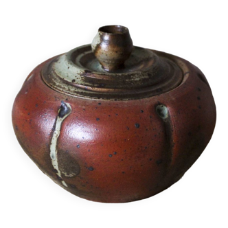 Covered ceramic pot signed