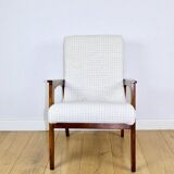 Vintage loft armchair herringbone natural fabric model from the 70s