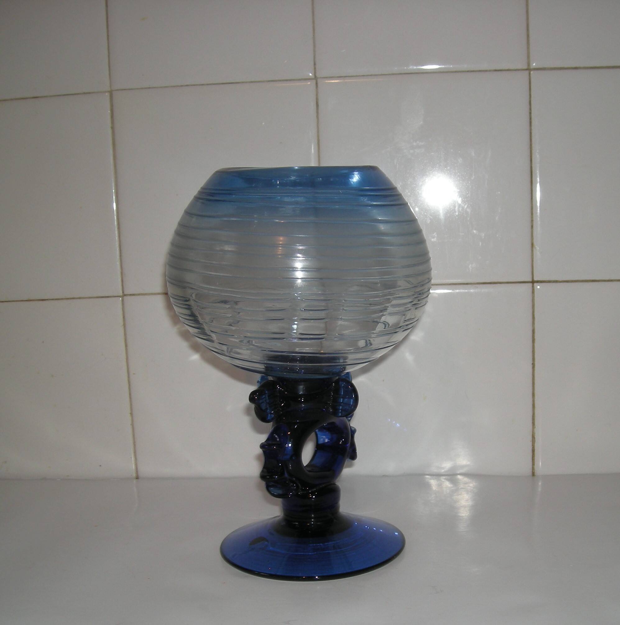 Coupe de verre Murano décorative bleu cobalt
