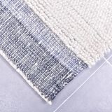 Tapis turc en laine fait main bleu et blanc 4x7, 135x213 cm