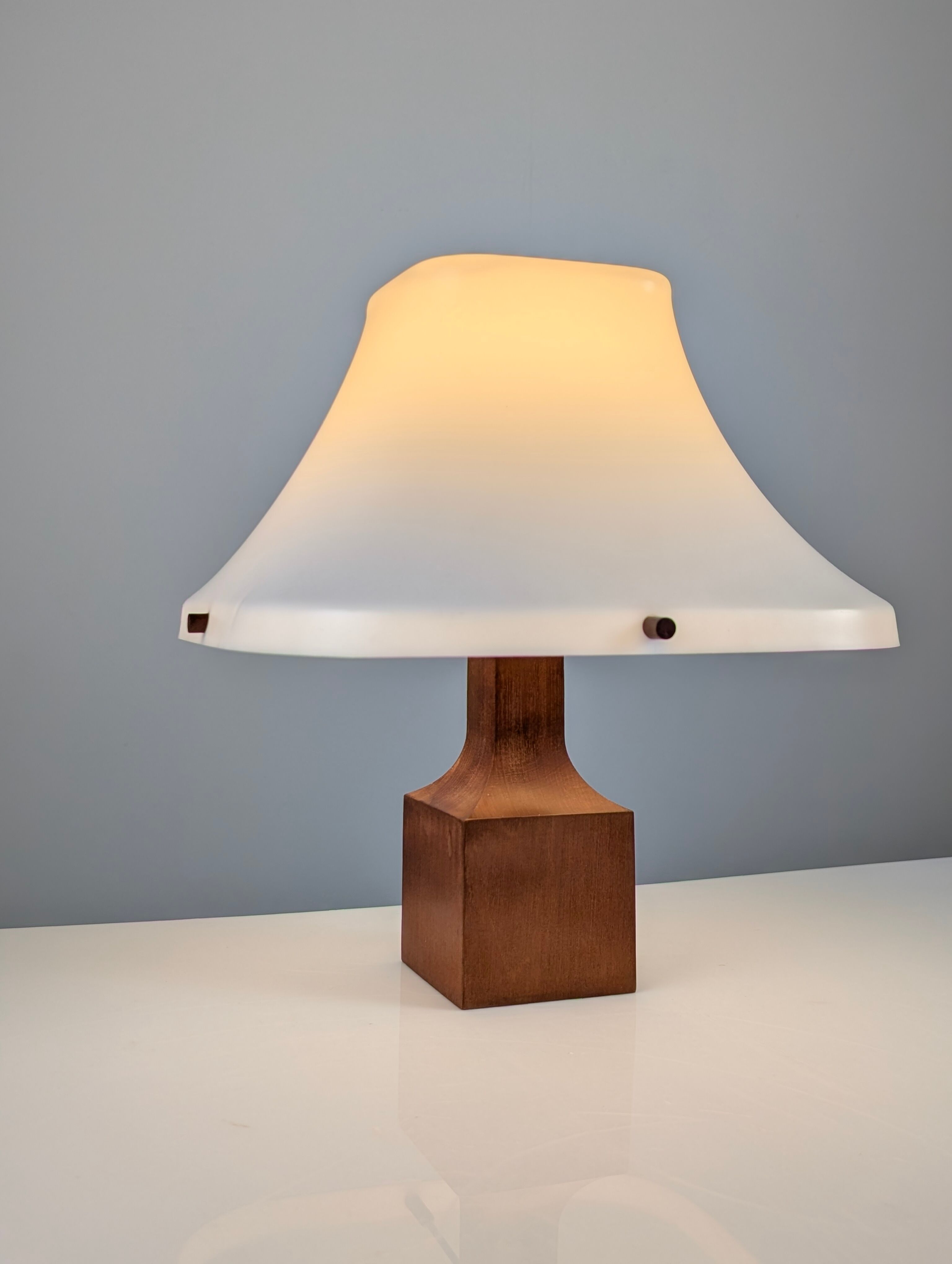 Danish teak table lamp with flared methacrylate shade 1960s