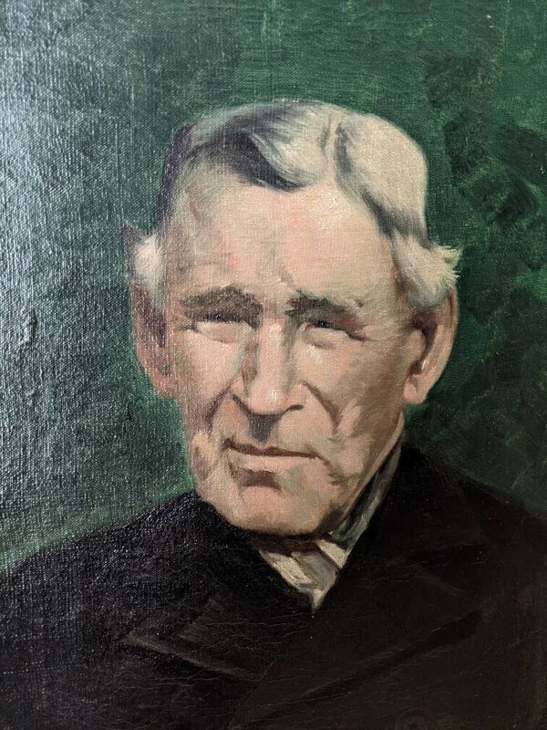 Portrait ancien huile sur toile homme XXème décoration campagne cadre doré