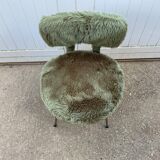 Vintage green furry chair from the 1960s