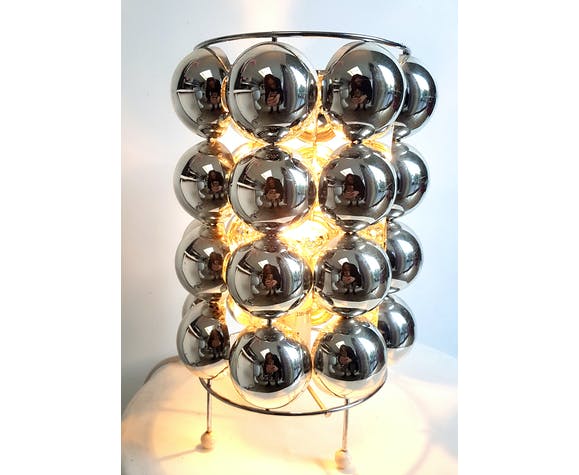 Kinetic lamp with half swivel spheres of the 70s