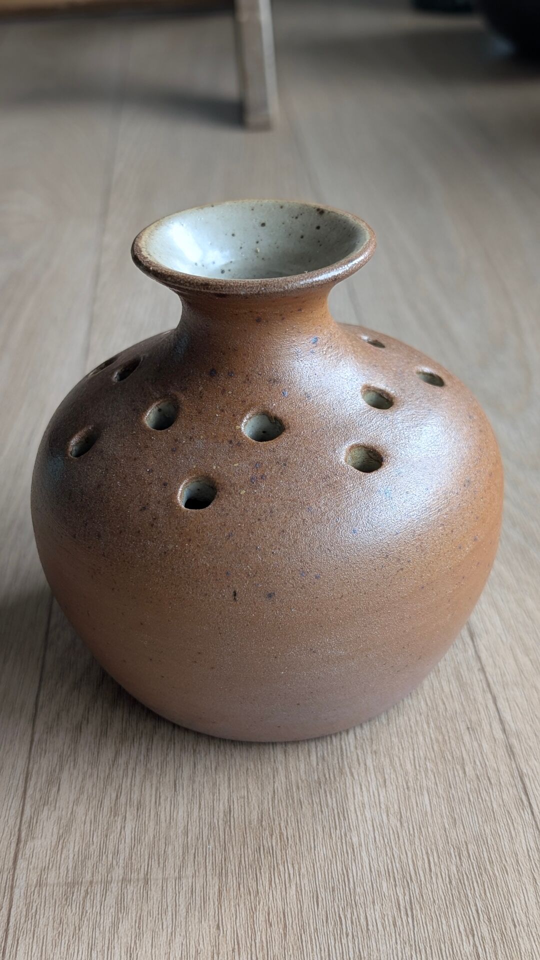 Vintage flower vase in stoneware from Puisaye – Signed Georges Robin