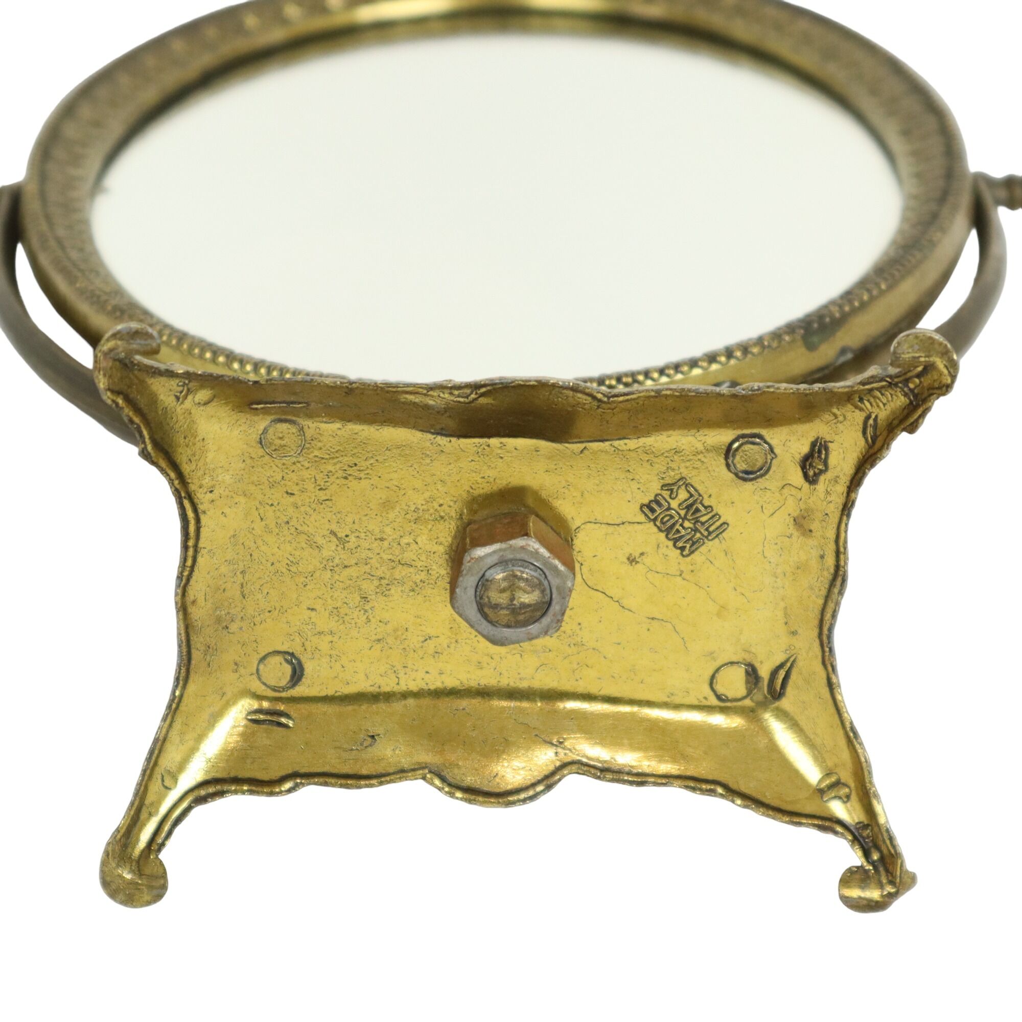 Vintage italian dressing mirror with bow baroque style gold tiltable 34cm