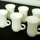 6 Tasses à expresso vintage en opaline blanche Ovoro Italy