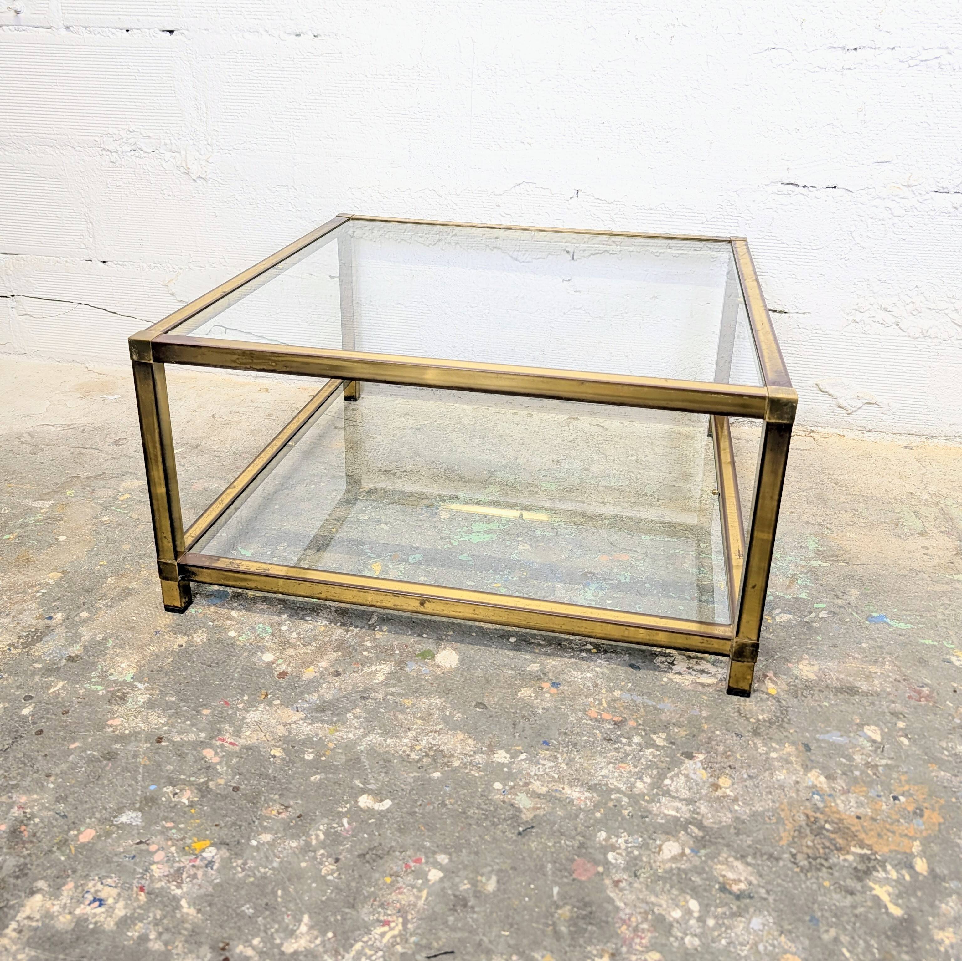 Brass and glass coffee table
