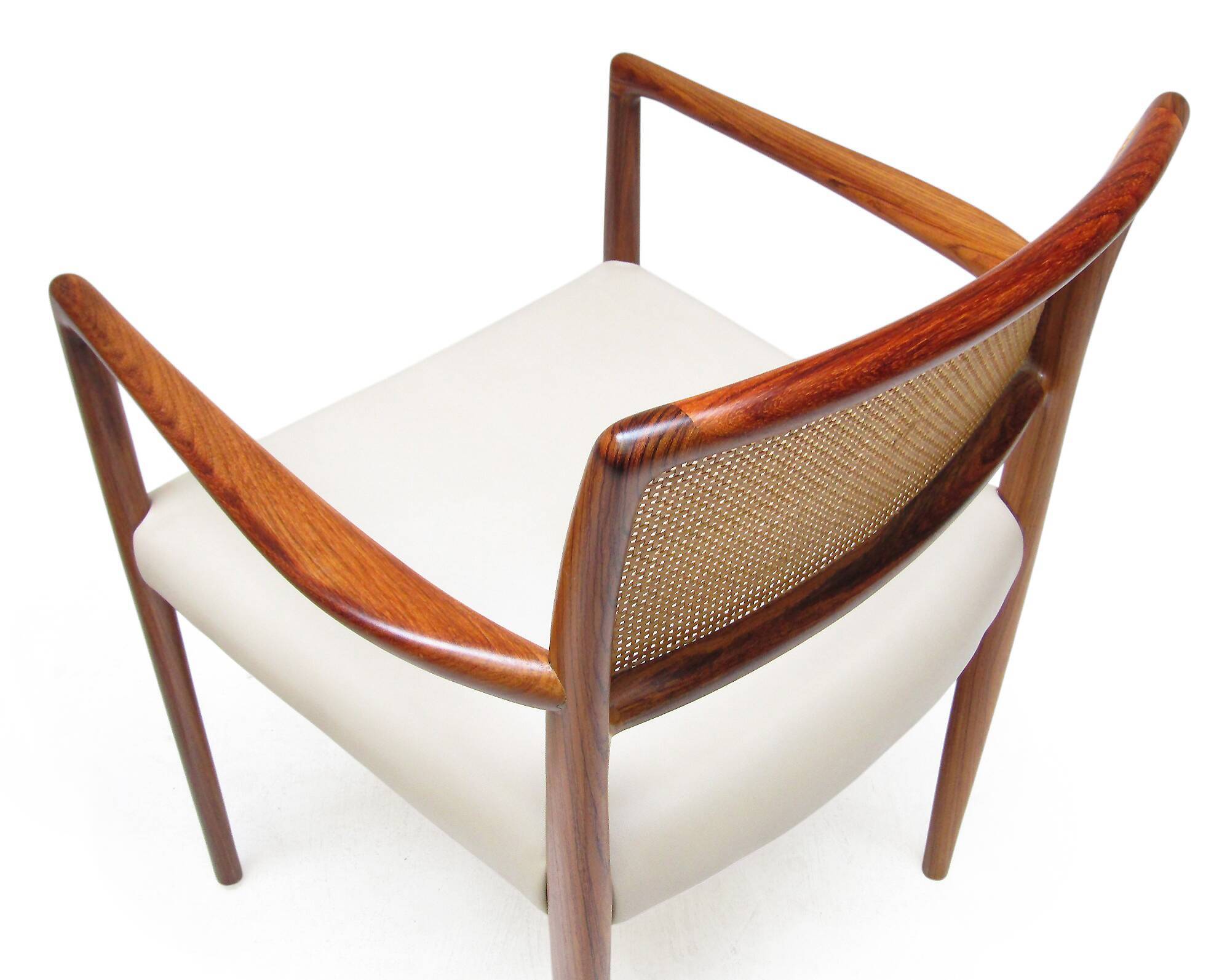 Set of 8 Danish Dining Chairs in Rosewood & Rattan attr. Niels Moller