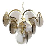 Smoked glass chandelier Vistosi, Italy, 1960s
