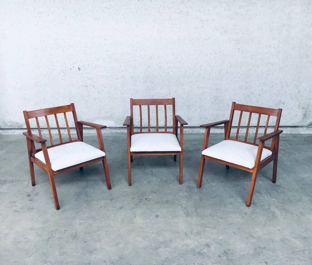 Mid-Century Modern Dutch Armchair Set, Netherlands, 1950s, Set of 3