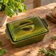 Small terrine in olive green glazed earthenware