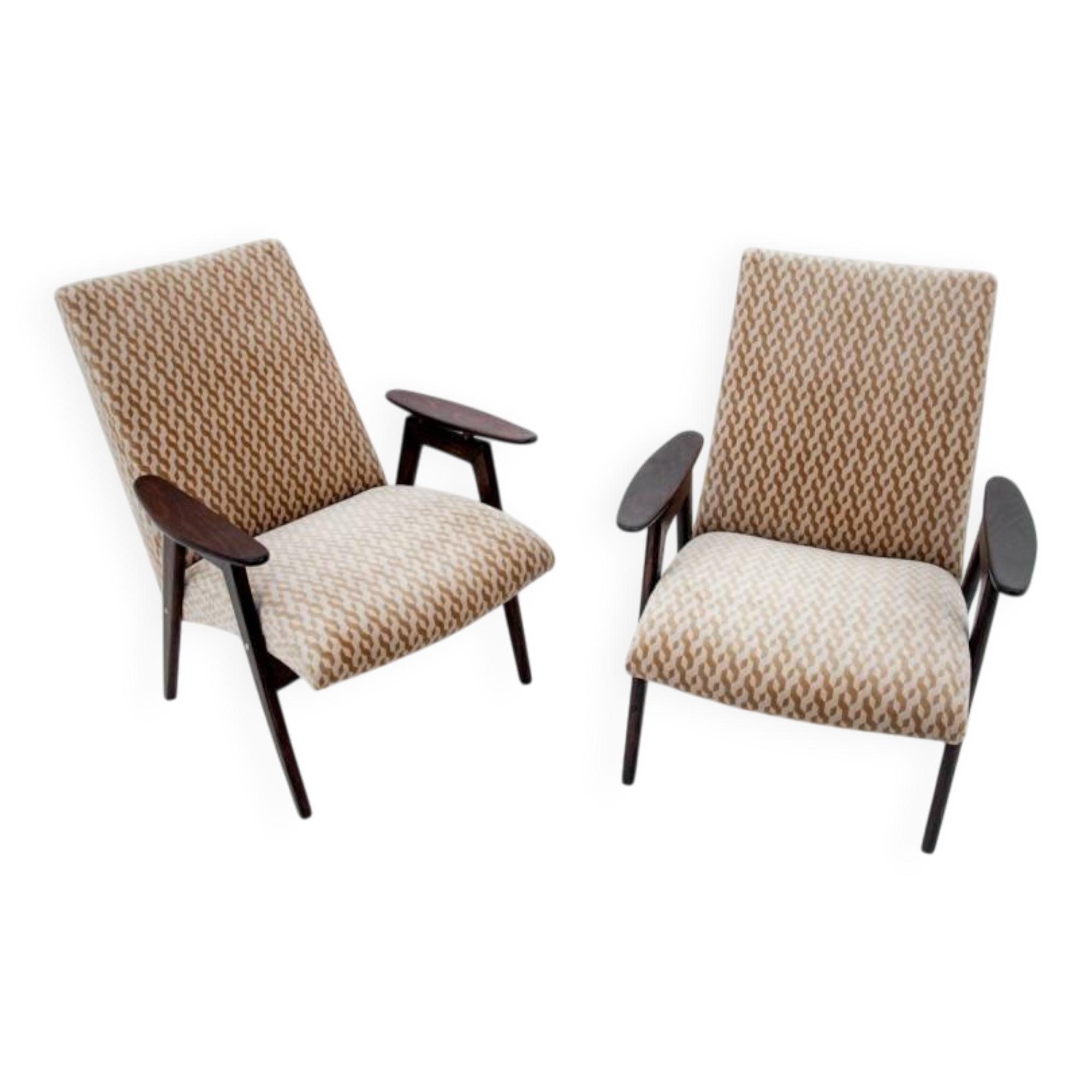 A pair of beige vintage armchairs, Jaroslav Šmídek for Jitona, Czechoslovakia, 1960s