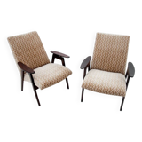 A pair of beige vintage armchairs, Jaroslav Šmídek for Jitona, Czechoslovakia, 1960s