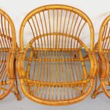Set of 4 vintage rattan armchairs from the 60s