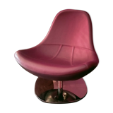 Swivel shell armchair, plum leather