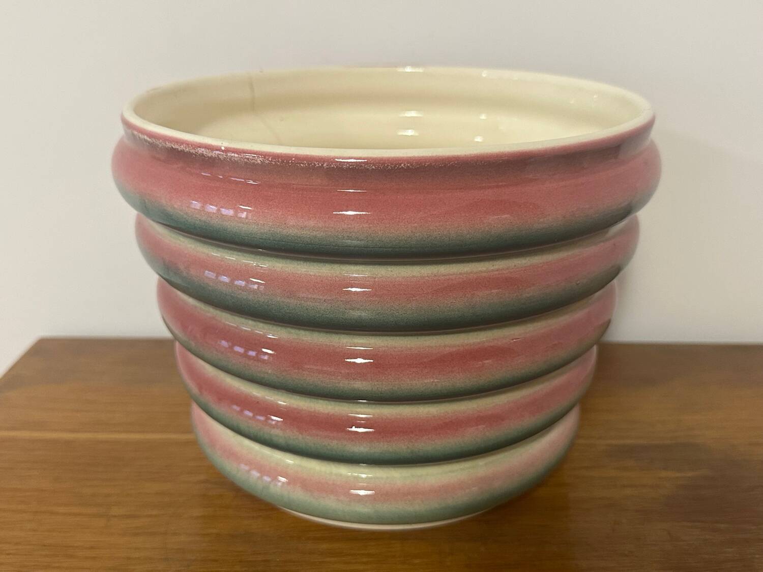 Antique Sarreguemines ceramic cachepot, France