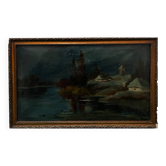 Mill landscape by the water, 20th century, signed