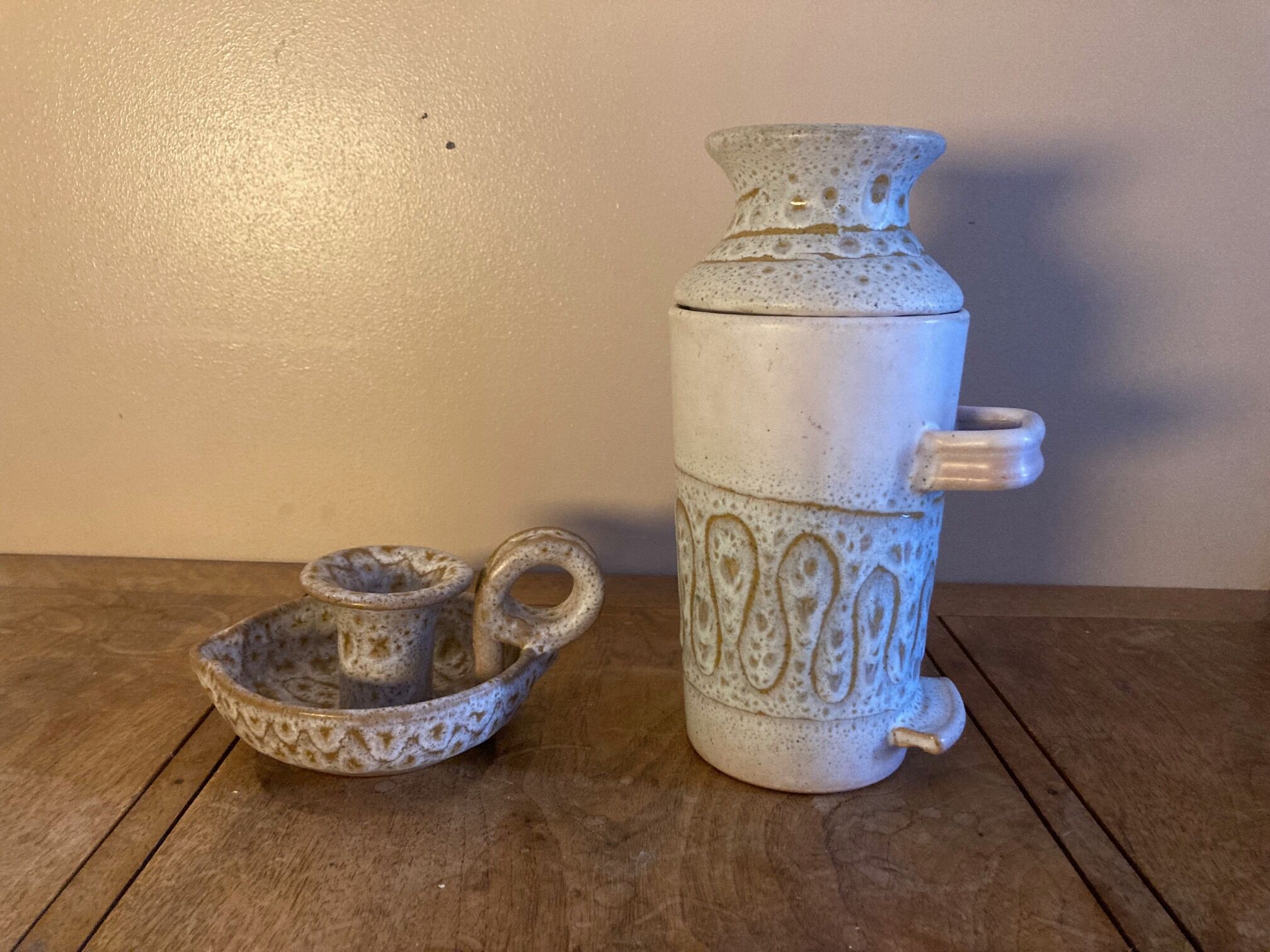 Ceramic Candle holder and Vase Set - Jean Austruy 50s-60s handmade