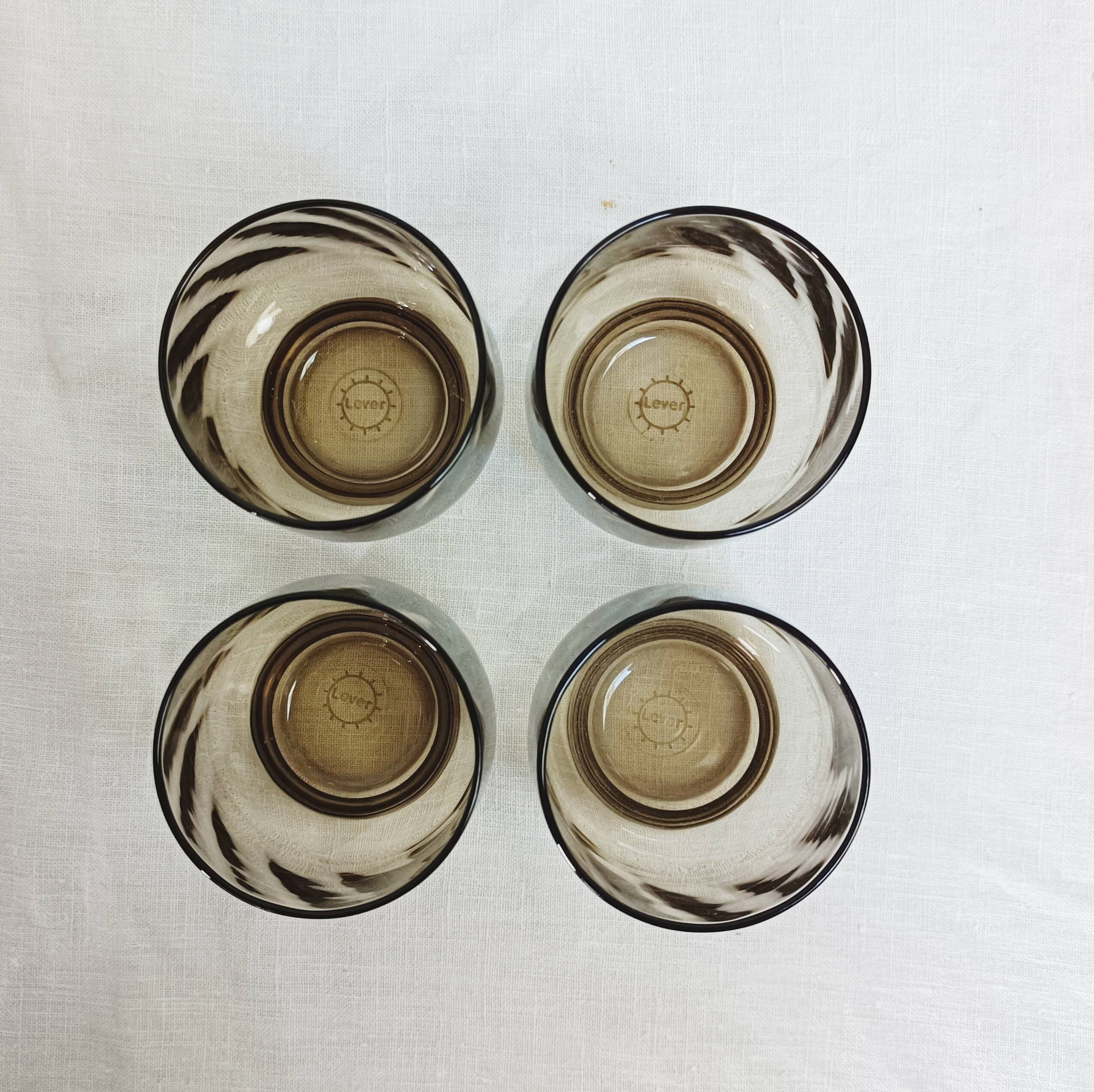 Lot de 4 verres en verre fumé, effet tourbillon Lever