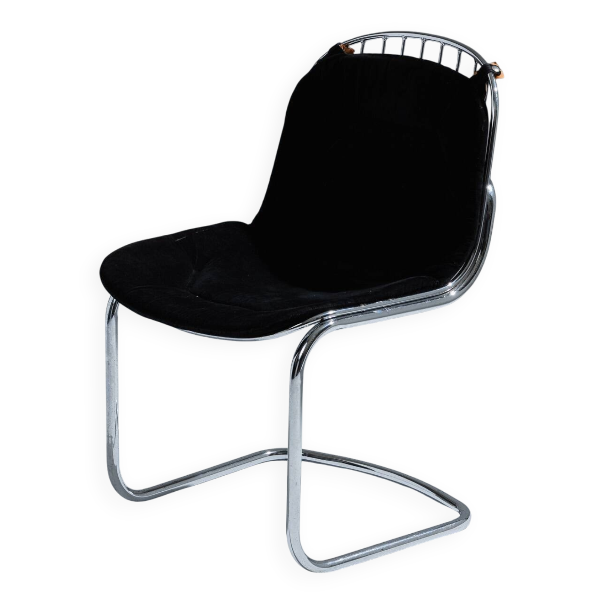 Chaise en velours noir, Gastone Rinaldi, 1970s