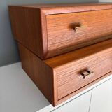 pair of teak wall-mounted bedside tables - Denmark 1960s