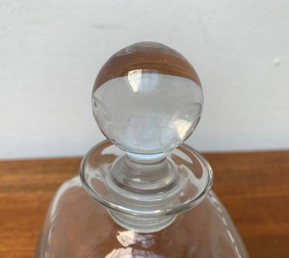 Vintage Danish glass bottle with engraving.