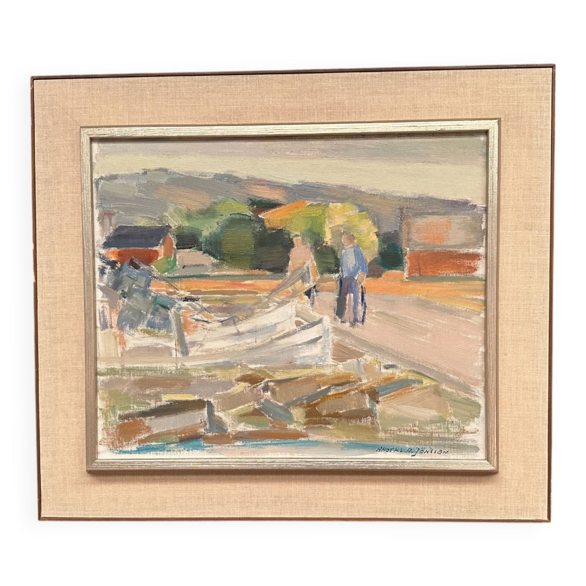 Huile sur toile – “Marina” par Anders A. Jönsson (1907–2002)