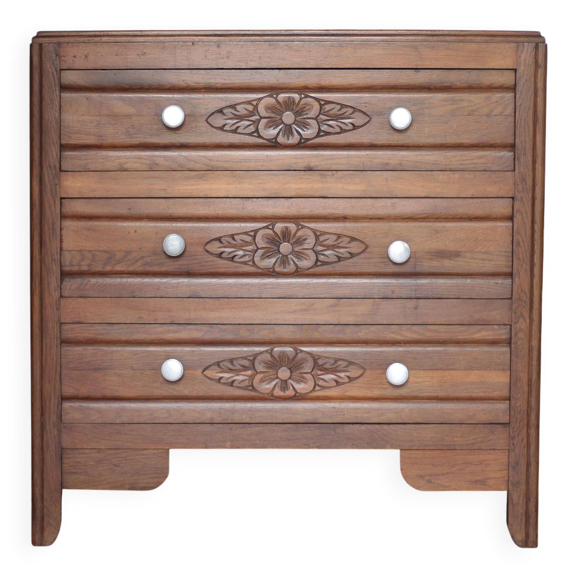Wooden chest of drawers with 3 drawers, storage furniture, antique furniture, Art Deco.