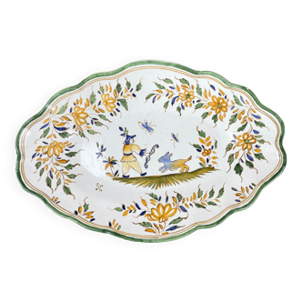Green and white art deco dish