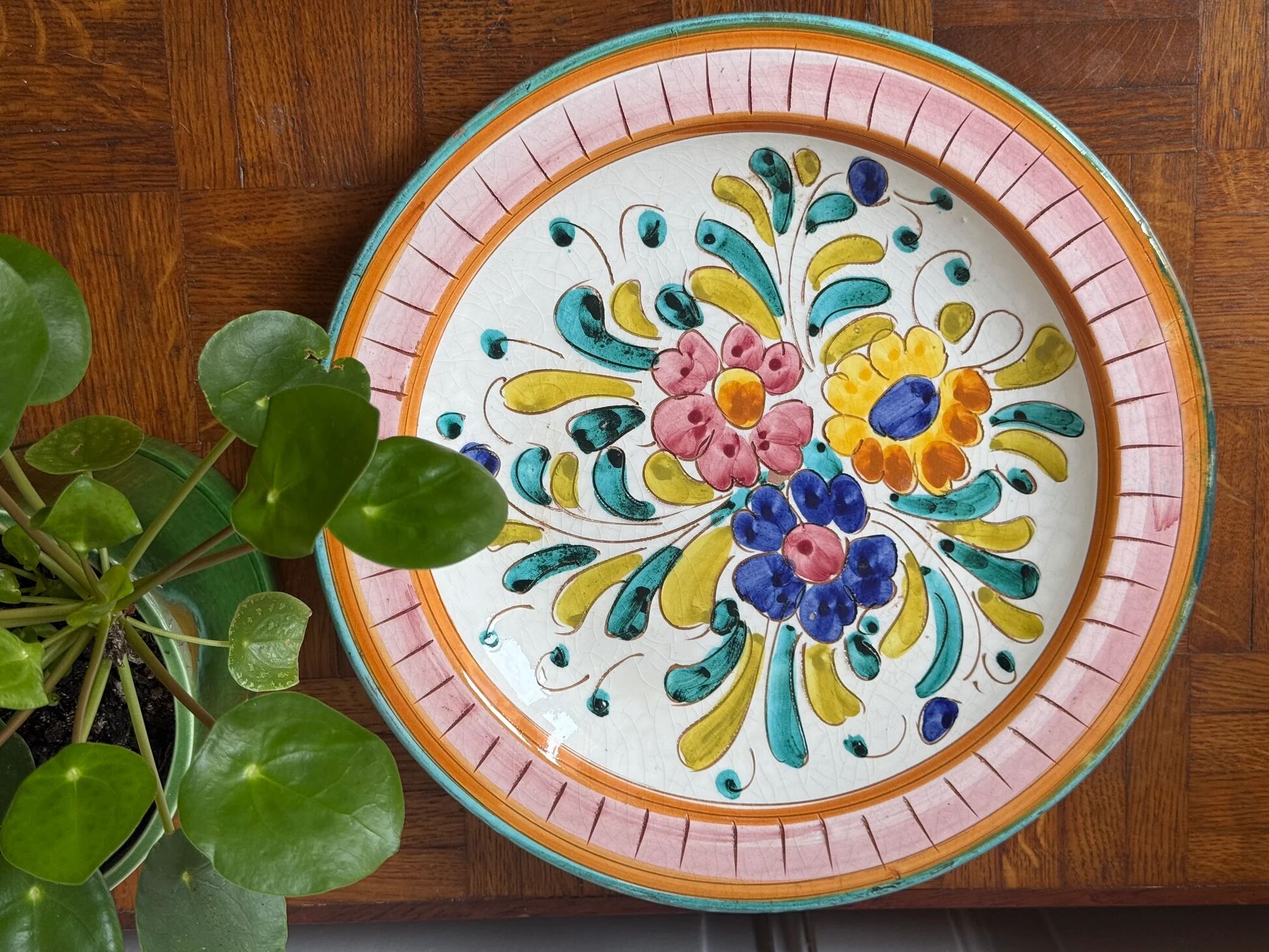 Mediterranean dish with floral decoration