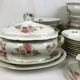 Limoges porcelain service decorated with flowers, mid XXth 57 pieces