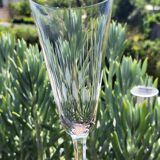 6 anciennes flûtes à champagne en cristal taillé