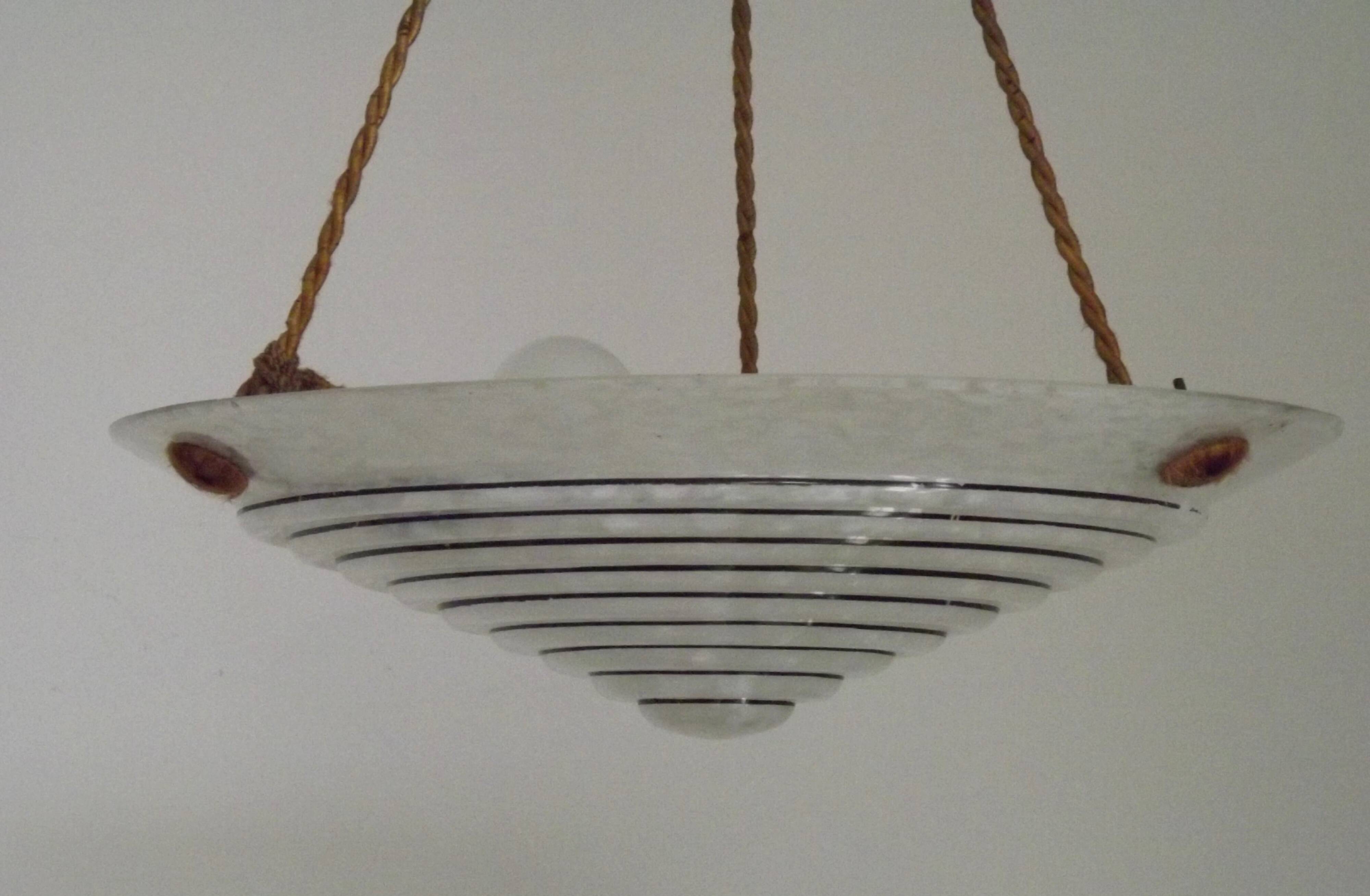 French Vintage Art Deco Style Hanging Ceiling Light – Clichy Glass Shade