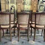 Suite of 6 Louis XV style chairs in walnut and canning