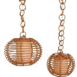 Mid-Century Globe Pendant Lamps, Bamboo & Rattan, c. 1960s