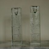 Pair Of Solid Glass Candlesticks "Arkipelago" From ittala Finland