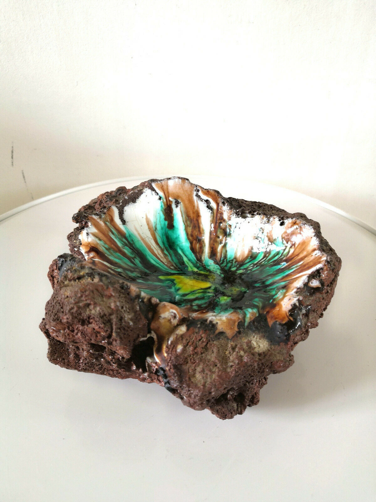 Enamelled lava stone ashtray design 60s - 70s