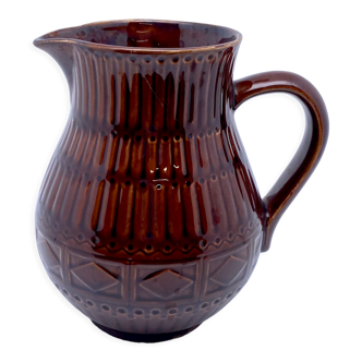 Digoin Sarreguemines brown ceramic jug
