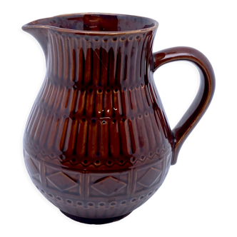 Brown ceramic jug Digoin Sarreguemines