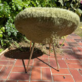 Fauteuil moumoute vintage vert pale