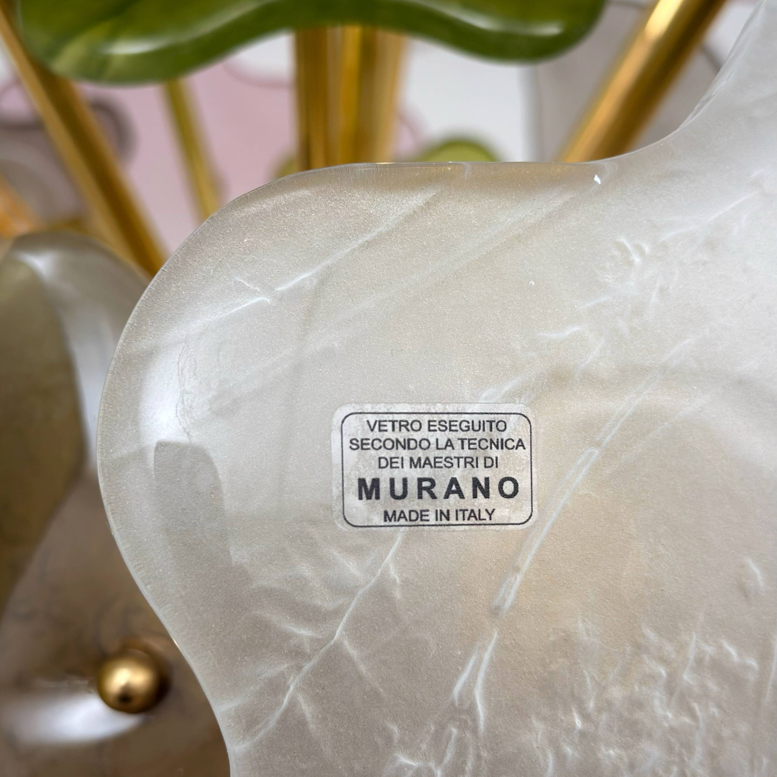 Italian Murano Glass Sputnik Chandelier in Pastel Colors and Polished Brass