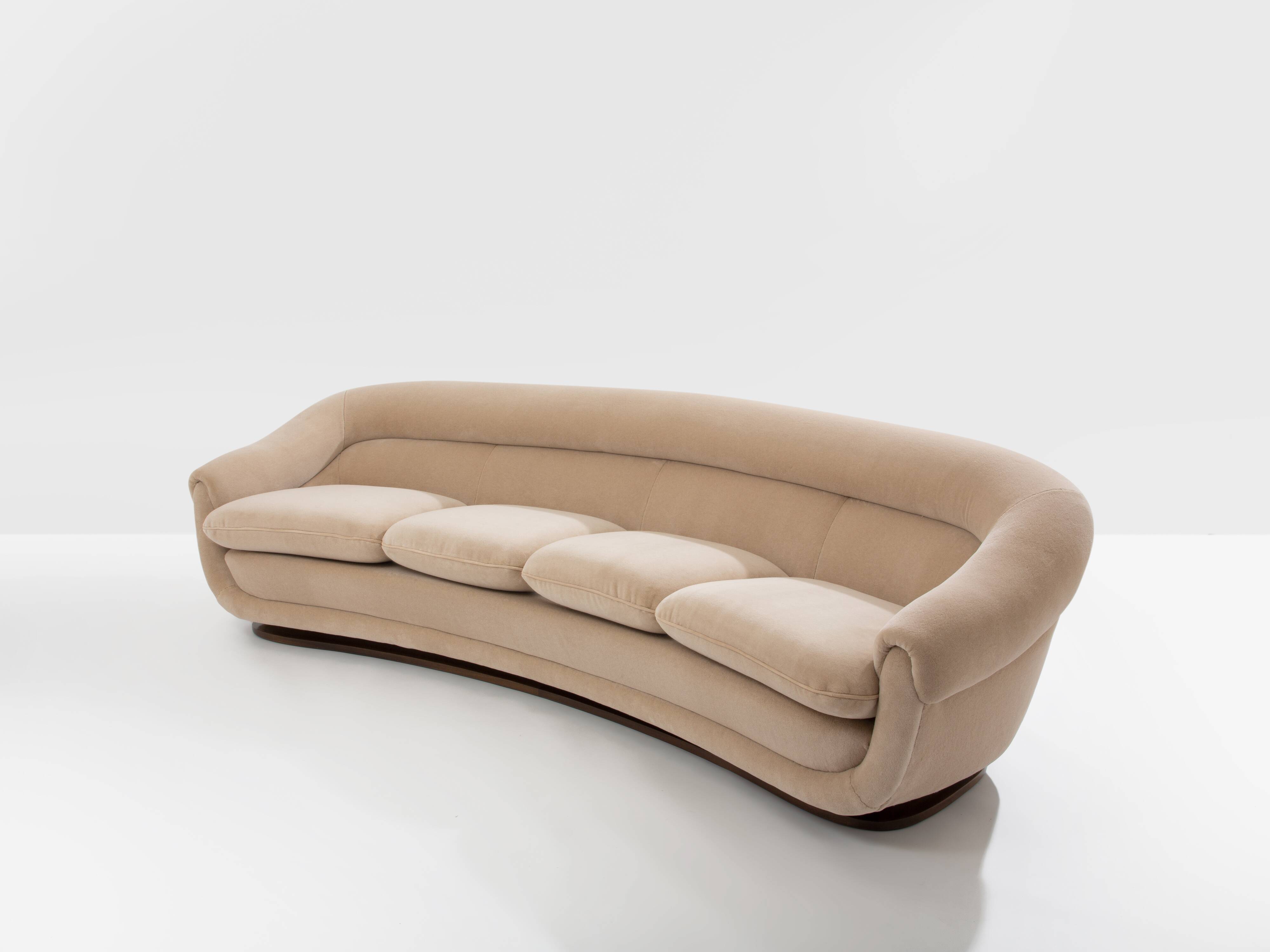 Walnut and mohair velvet sofa by Isa Bergamo, 1940s