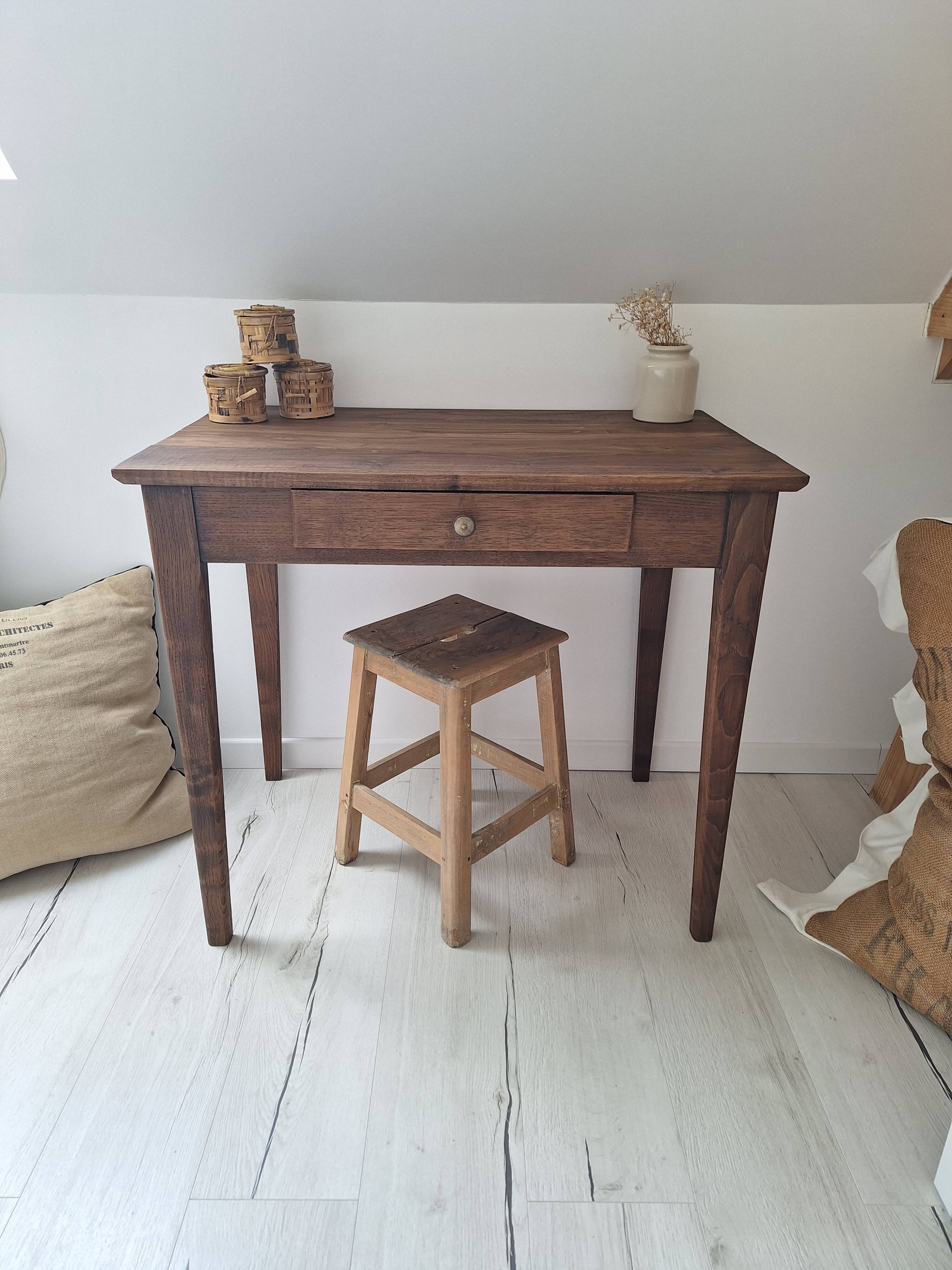 Old farmhouse side table in country style