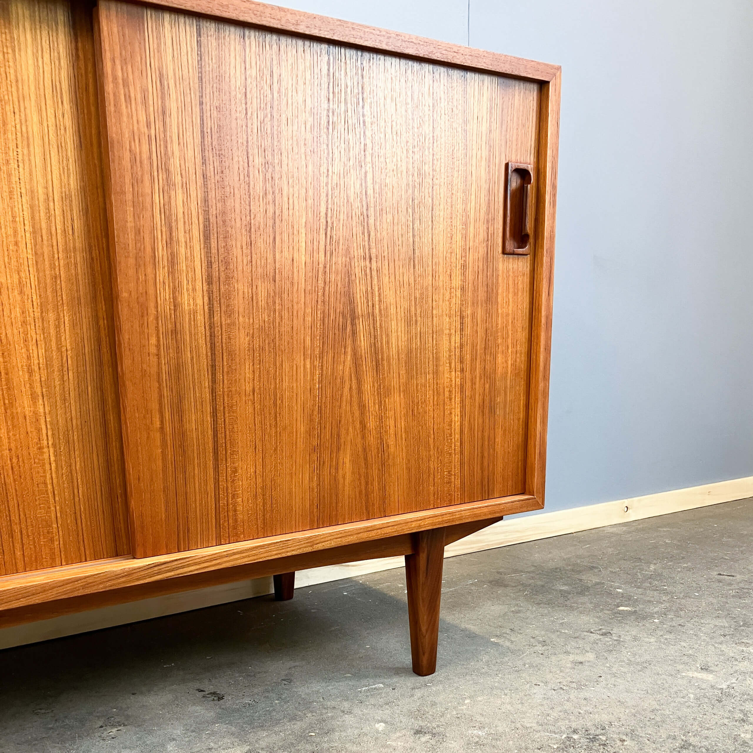Small sideboard with sliding doors, teak, 1960s