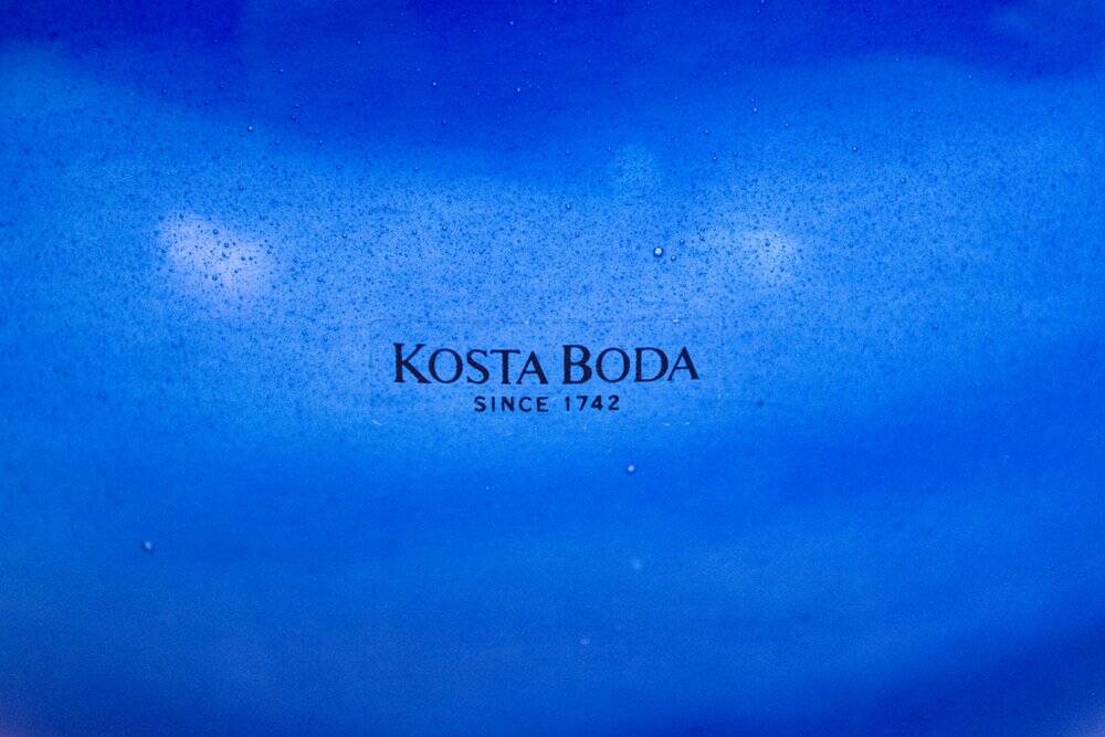 Vintage spherical glass vase by Gunnel Sahlin for Kosta Boda, Sweden, 1980s