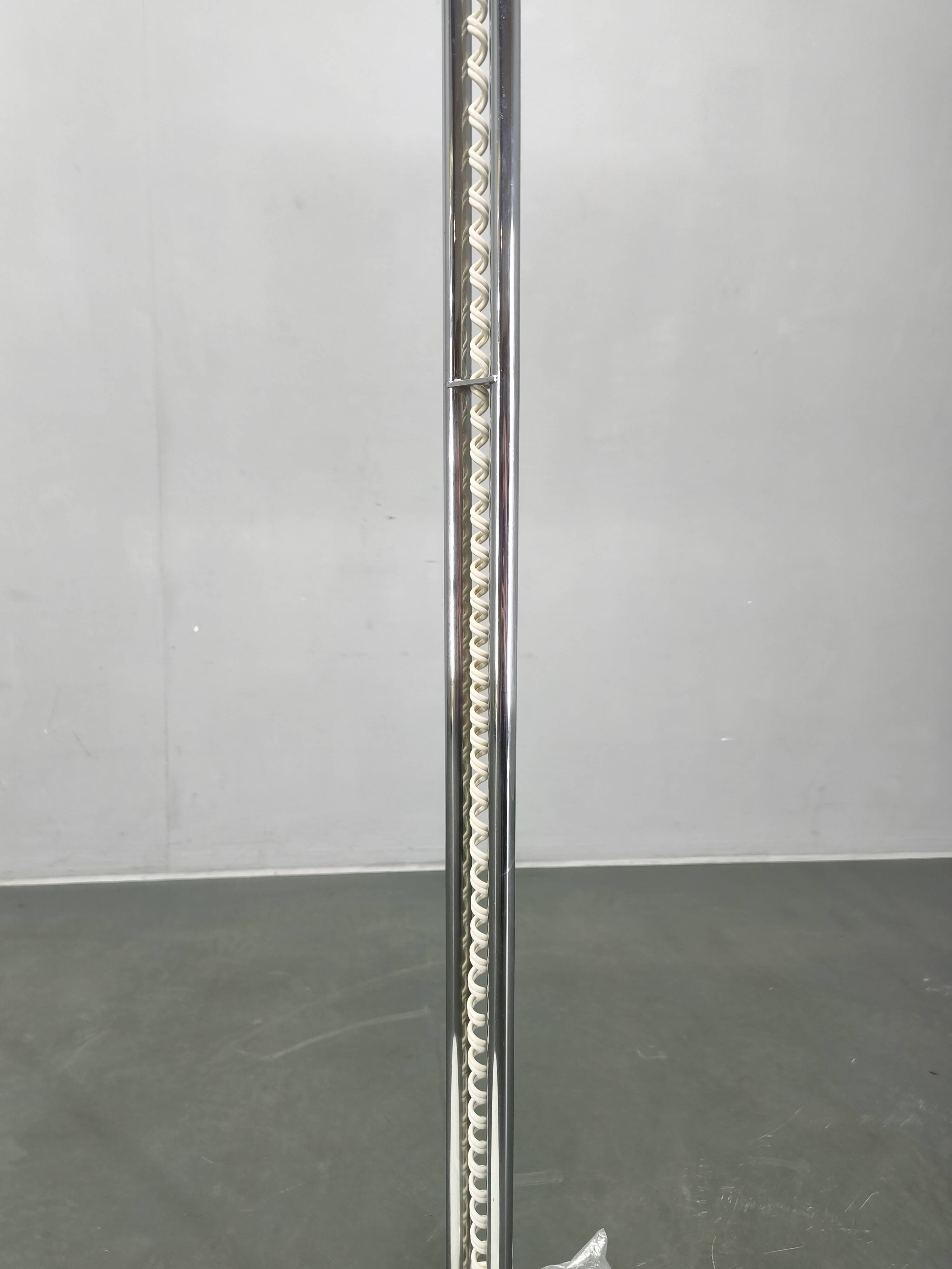 Italian Chrome Floor Lamp Glass Globe, Lenci Style, 1970s