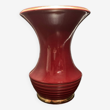 Red and gold ceramic vase