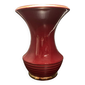 Red and gold ceramic vase